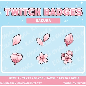 ピンクのかわいい桜の花日本の桜のサブ/ビットバッジ - Twitch | キャリエンテ、キャリエンテ