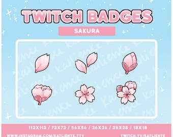 Pink Cute Kawaii Sakura Flower Japan Japanese Cherry Blossom Sub/Bit Badges- Twitch | Katliente, Kaliente