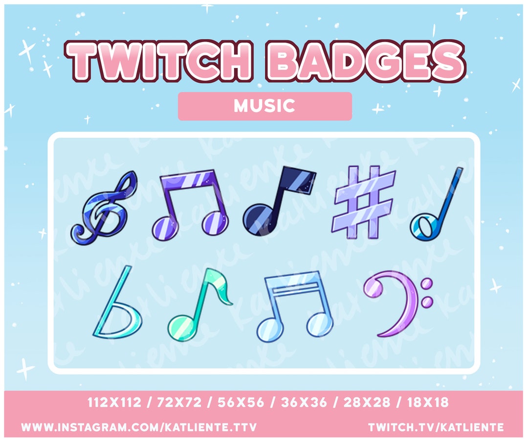 Kawaii BLUE Pastel Music Notes Sub/bit Badges for Twitch Etsy