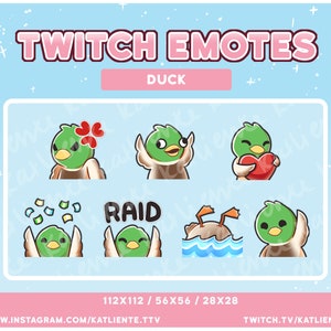 7 Emotes de pássaros fofos de pato MALLARD Kawaii - Twitch, Discord, YouTube