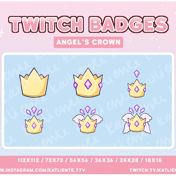 PURPLE Pastel Amethyst Crown Royal Crystal Celestial Stars, Angel Sailor Moon Sub/Bit Badges- Twitch