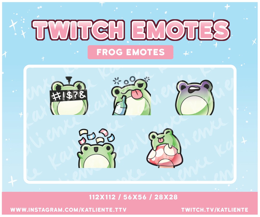 Kawaii Frosch Tier Emotes für Twitch, Discord, YouTube - Hype, Drink ...