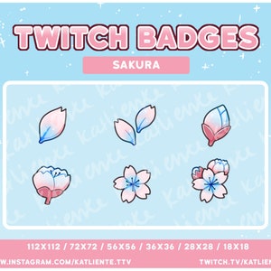 Sakura Twitch Badges: Pink & Blue Cherry Blossom (Digital Download)