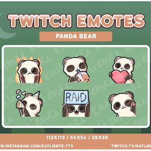Kawaii Panda Bear Emotes Raid, Hype, Heart, Angry, Wave, Boba - Twitch, Discord, YouTube