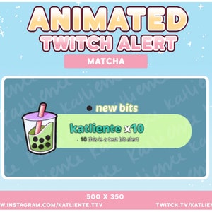 18x Animated and PNG Kawaii Matcha Green Boba Bubble Tea Asian Food Dessert Drink Twitch Stream Alert - YouTube, Twitch