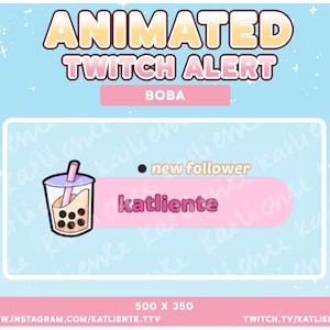 Kawaii Boba Tea Animated Twitch Stream Alert (Digital Download)