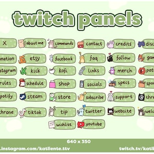 38x Cute Pastel Sage Green Cat Kitty Animal Pet Tabby Doodle Handdrawn Harajuku Panels for Twitch | Katliente, Kaliente
