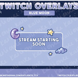 Animierte Blue Moon Twitch Overlays und Szenen - Stream Beginn, Be Right Back, Stream Ending, Just Chatting, Gameplay