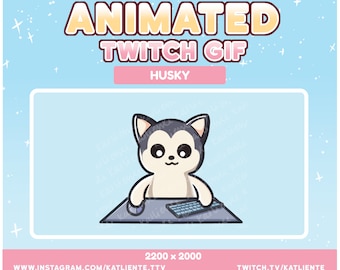 Kawaii Animated Husky Dog Pet GIF Twitch Discord PNGtuber, Vtuber, Emote for Stream