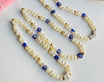Evil Eye-bedelband met parelkralen: gepersonaliseerde Y2K-stijl