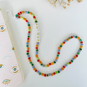 Encantos coloridos para telefone com contas Y2K, alça de telefone personalizável, corrente de telefone fofa, acessório de telefone, cordão de telefone, presente para mulheres e meninas
