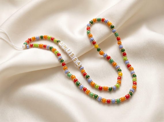 Y2K Phone Charm Colorful Beaded, Cute Phone Charm Strap, Aesthetic iPhone Charm Gift