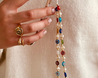 Amuleto Ojo Malvado Para Teléfono - Colgante De Cuentas, Correa Para Muñeca, Llavero Decorativo