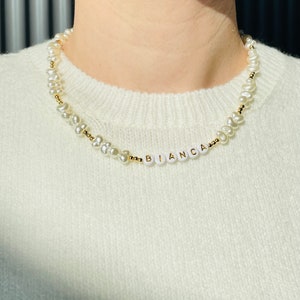 Customizable Baroque Pearl Beaded Choker: Personalized Name Necklace
