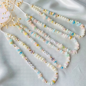 Sangle de téléphone en perles de morganite, breloque pour téléphone cristaux de guérison, chaîne de téléphone chakra, chaîne de téléphone an 2000, accessoire de téléphone bijoux en pierres précieuses