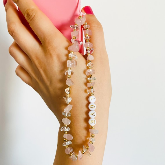 Dragonne De Téléphone Avec Perles De Cristal étincelant Pour