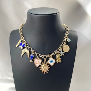 Colorful Charm Necklace with Selectable Charms, Cute Custom Charm Necklace, Trendy Charm Necklace, Y2K Necklace, Gift for Her