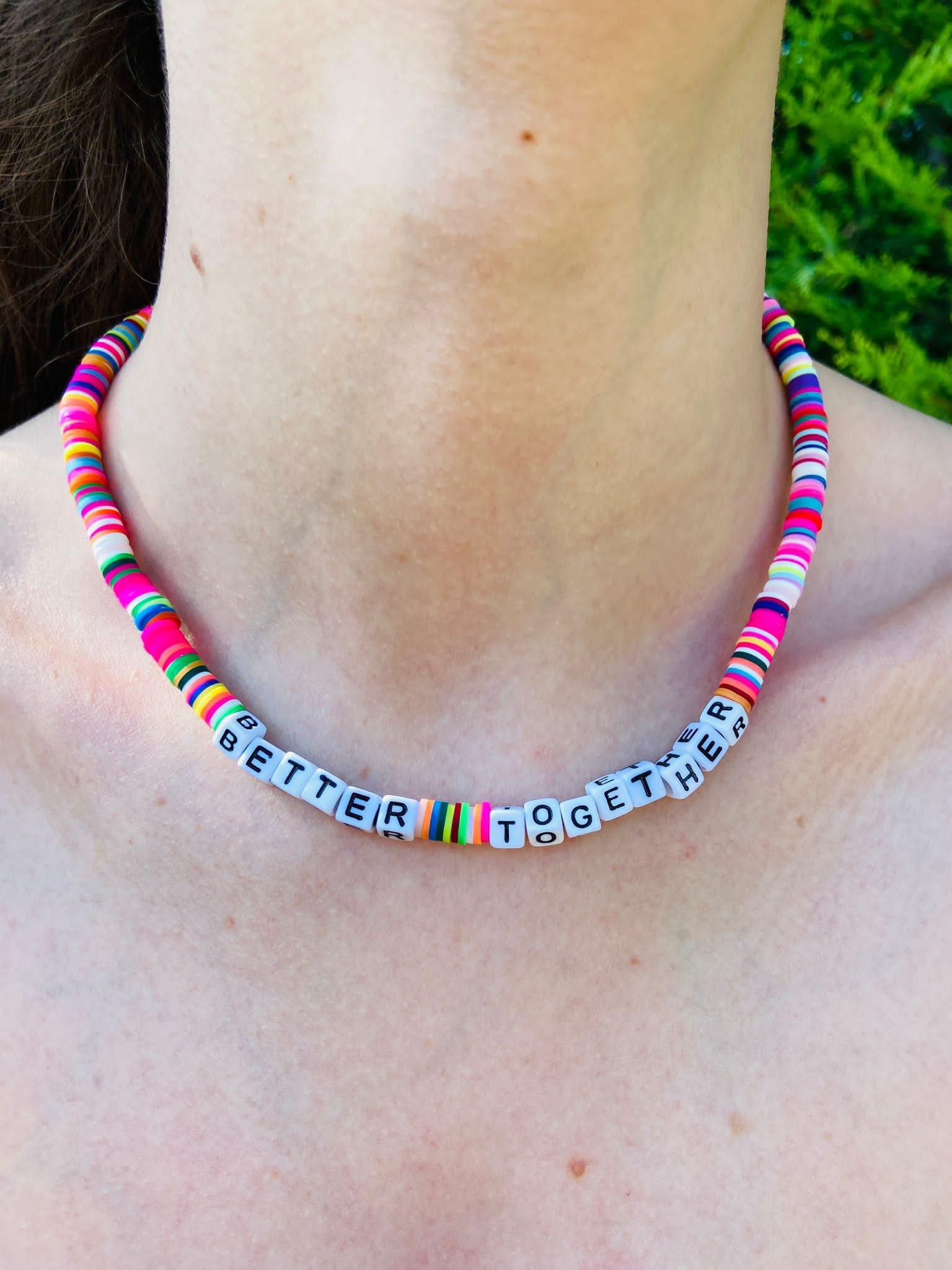 Custom Name Word Necklace Choker Beaded Birthday Christmas Gift Present Colorful Heishi Beads Name Necklace Etsy Canada