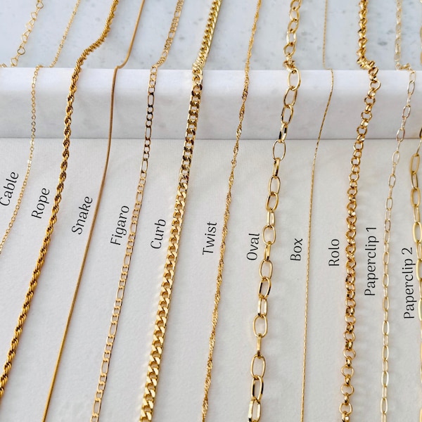 Gold Chain Necklace for Women, Custom Layering Gold Filled Chains, Minimalist Everyday Jewelry, Personalized Waterproof Chain Gift