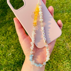 Gelukskristallen, helende edelsteen telefoonbedelriem, kralen telefoonkettingkoord, telefoonsieraden, kerstcadeau, mobiele telefoonaccessoires