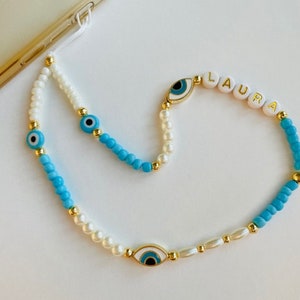 Custom Beaded Phone Charm Blue Evil Eye Phone Charm Strap - Etsy