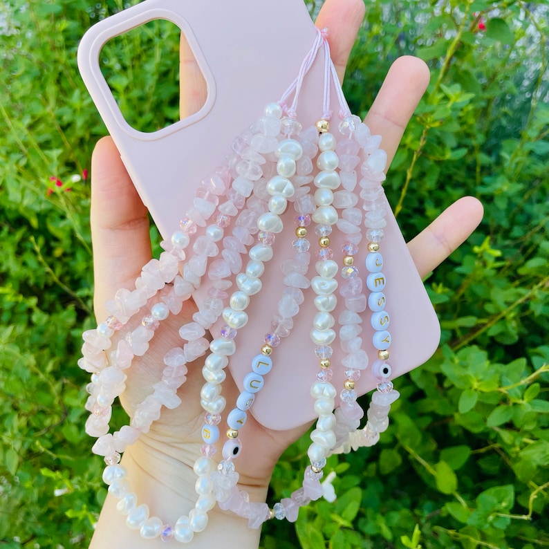 Rose Quartz Gemstone Phone Strap Healing Crystals Phone Etsy