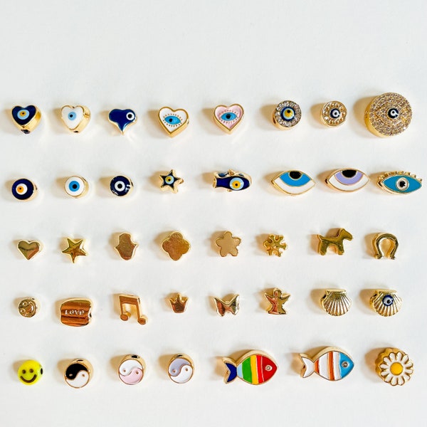 Beads for Phone Straps, Evil Eye Beads, Enamel Gold Charms, Charms For Your Jewelry, Trendy Jewelry Beads, Little Cute Beads for Phone Chain