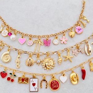 Personalized Gold Charm Bracelet: Custom Initial, Vintage Chunky Charms
