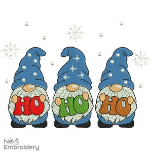 Ho Ho Ho Gnomes Embroidery Design, Merry Christmas Embroidery Designs, Christmas ornaments machine embroidery design