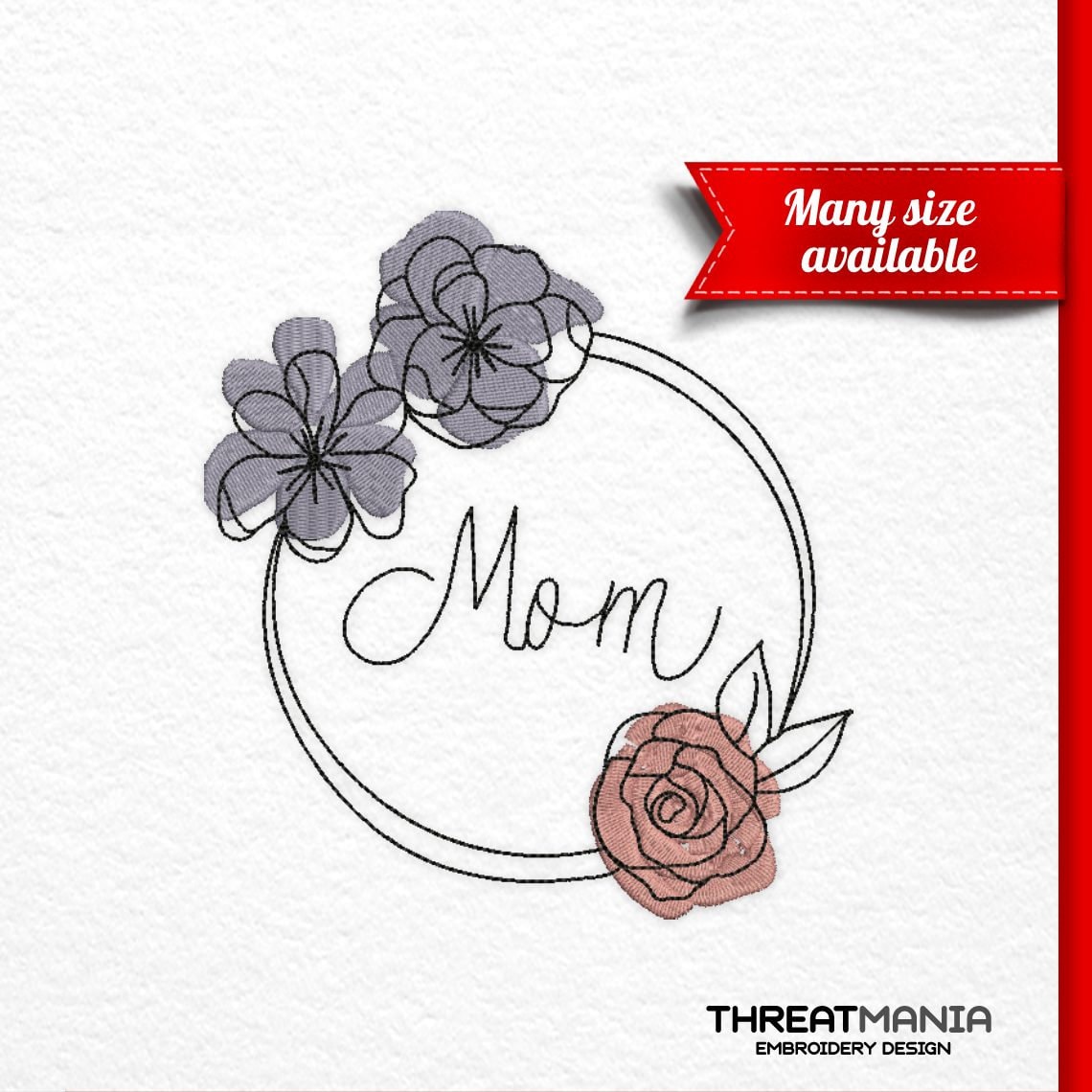 Mom Embroidered Frame Mothers Day Embroidery Design Mom Frame Mother Wreath 4 - Etsy