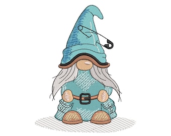 Safety Pin Girl Gnome Embroidery Design (Instant Download)
