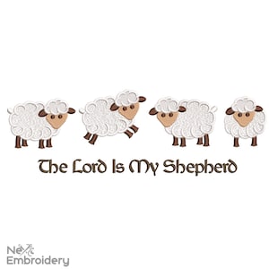 The Lord is My Shepherd embroidery design. Christian Easter embroidery design, Machine embroidery design.