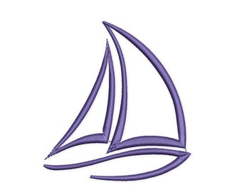 Sail Boat embroidery design. Sail Boat mini. Boat Silhouette. Sail Boat Redwork Outline. Machine embroidery design.