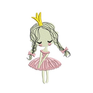 Little Girl Embroidery Design, Cute princess embroidery design, girl crown embroidery design, ballerina machine embroidery design,