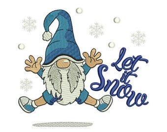 Let it Snow Gnome Christmas Embroidery Design (Digital Download)