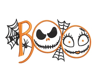 Boo Embroidery Design, Halloween Machine Embroidery, Nightmare, 3 sizes. Instant Download
