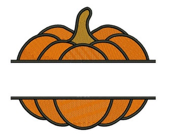 Split Pumpkin Embroidery Design: Monogram Frame (Instant Download)