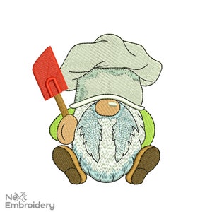 Baking Gnome Embroidery Design, silicone spatula Embroidery Design, Machine Embroidery File