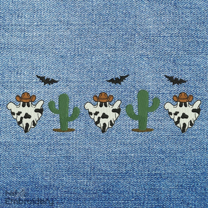 Halloween Cow Embroidery Design, Halloween Western Embroidery, Halloween Cowboy Machine Embroidery, Halloween Cow Tee, image 6