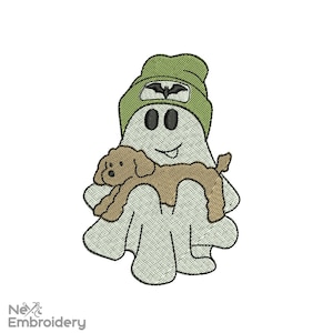 Little Ghost with Dog Embroidery Design. Halloween Ghost Dog Embroidery Design, Boo Puppy Embroidery, Halloween Dog Machine Embroidery