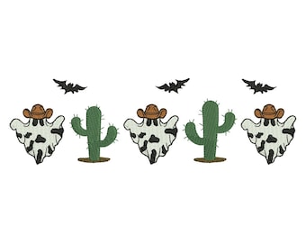 Halloween Cow Embroidery Design. Halloween Western Embroidery, Halloween Cowboy Machine Embroidery, Halloween Cow Tee,