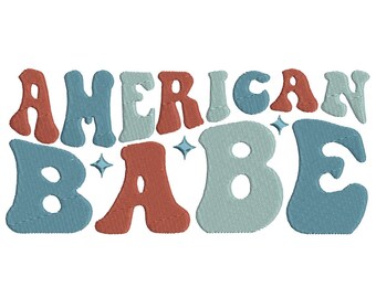 American Babe Retro Embroidery Design (Instant Download)