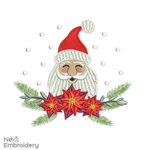 Wreath Santa Embroidery Designs. Christmas Ornaments Embroidery Designs, Machine Embroidery File