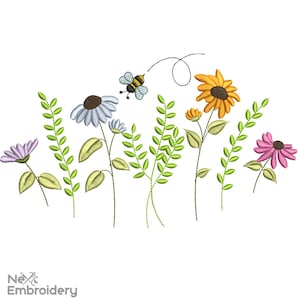Disegno per ricamo di fiori di campo primaverili, disegni per ricamo primaverili di margherite
