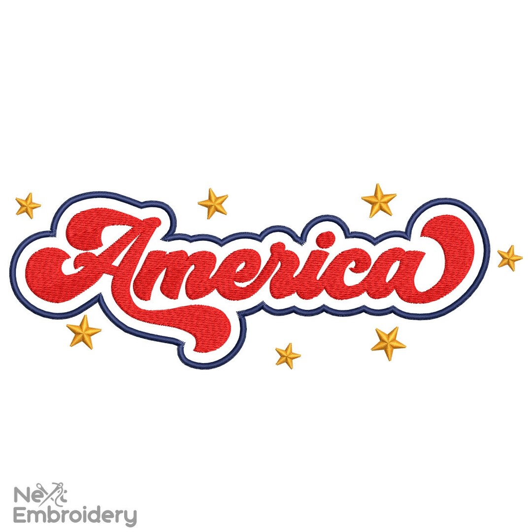 America Retro Embroidery Designs, USA Patriotic Embroidery Designs ...