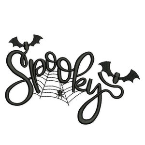Spooky Embroidery Design. Halloween Machine Embroidery Design, spooky season, Fall embroidery, spider web, bat embroidery, scary christmas