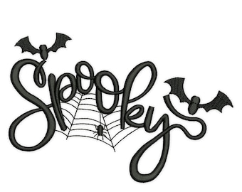 Spooky Embroidery Design, Halloween Machine Embroidery Design, spooky season, Fall embroidery, spider web, bat embroidery, scary christmas