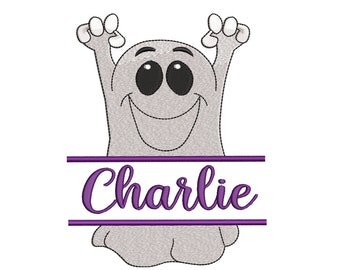 Split Ghost Halloween embroidery design. Spooky season embroidery design, Nightmare embroidery design, 5 sizes