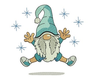 Winter Gnome Embroidery Design, Christmas Ornament Machine Embroidery File (Digital Download)