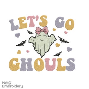 Let&#39;s Go Ghouls embroidery design. Halloween embroidery design